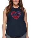 La Pop Art Plus Size July 4th Heart Word Art Tank Top In Blue