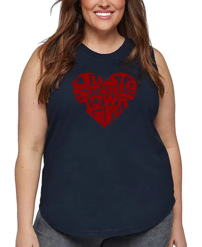 LA POP ART PLUS SIZE JUST A SMALL TOWN GIRL WORD ART TANK TOP