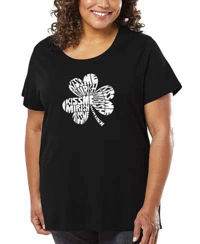 La Pop Art Plus Size Kiss Me I'm Irish Word Art T-shirt In Black