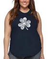 La Pop Art Plus Size Kiss Me I'm Irish Word Art Tank Top In Blue