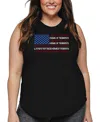 La Pop Art Plus Size Land Of The Free American Flag Word Art Tank Top In Black