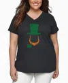 La Pop Art Plus Size Leprechaun Word Art V-neck T-shirt In Gray