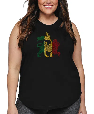 LA POP ART PLUS SIZE LION ONE LOVE WORD ART TANK TOP