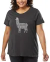 La Pop Art Plus Size Llama Mama Word Art T-shirt In Gray
