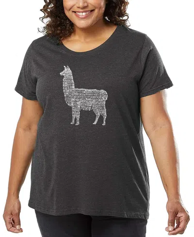 LA POP ART PLUS SIZE LLAMA MAMA WORD ART T-SHIRT