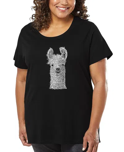 LA POP ART PLUS SIZE LLAMA WORD ART T-SHIRT