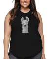 La Pop Art Plus Size Llama Word Art Tank Top In Black