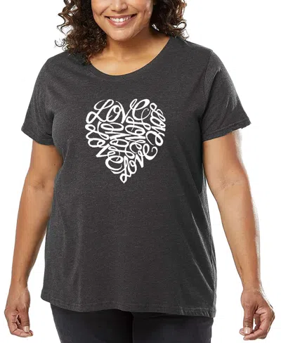 La Pop Art Plus Size Love Word Art T-shirt In Gray