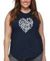 La Pop Art Plus Size Cursive Heart Word Art Tank Top In Blue