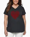 La Pop Art Plus Size Crazy Little Thing Called Love Word Art V-neck T-shirt In Gray