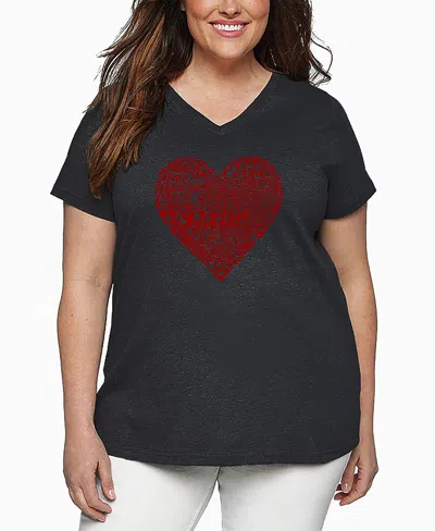 LA POP ART PLUS SIZE LOVE YOURSELF WORD ART V-NECK T-SHIRT