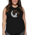 La Pop Art Le Pop Art Plus Size Cat Moon Word Art Tank Top In Black