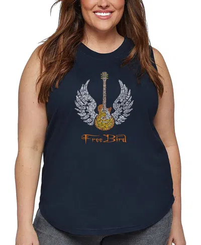 La Pop Art Plus Size Lyrics To Freebird Word Art Tank Top In Blue