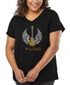 La Pop Art Plus Size Lyrics To Freebird Word Art V-neck T-shirt In Black