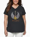 La Pop Art Plus Size Lyrics To Freebird Word Art V-neck T-shirt In Gray