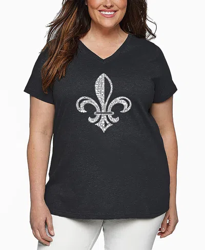 La Pop Art Plus Size Lyrics To When The Saints Go Marching In Word Art V-neck T-shirt In Gray