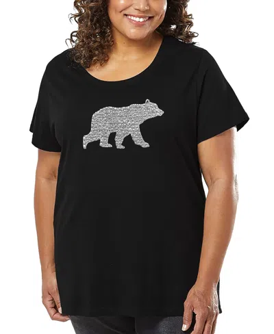La Pop Art Plus Size Mama Bear Word Art T-shirt In Black