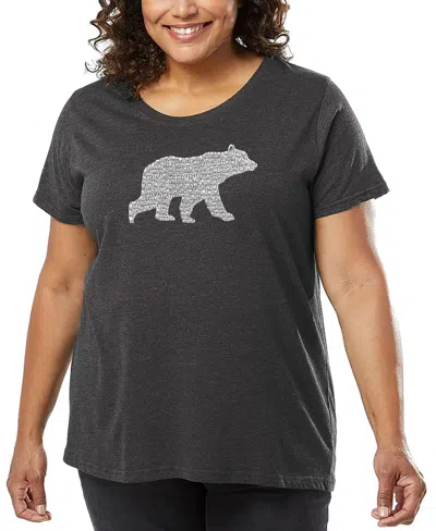 La Pop Art Plus Size Mama Bear Word Art T-shirt In Gray
