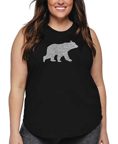 La Pop Art Plus Size Mama Bear Word Art Tank Top In Black
