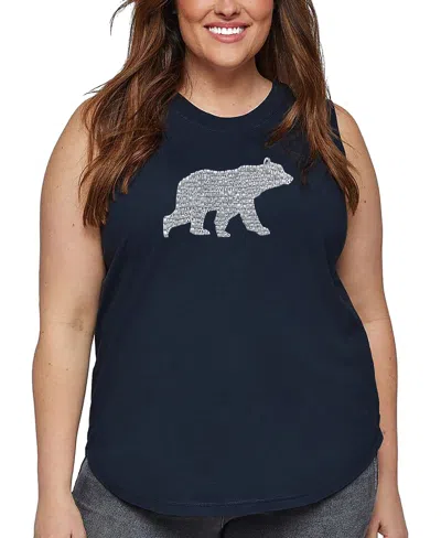 La Pop Art Plus Size Mama Bear Word Art Tank Top In Blue