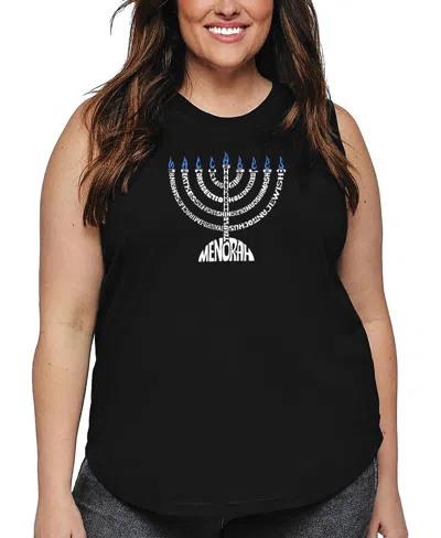 La Pop Art Plus Size Menorah Word Art Tank Top In Black