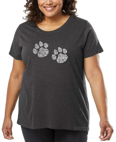 La Pop Art Plus Size Meow Cat Prints Word Art T-shirt In Black