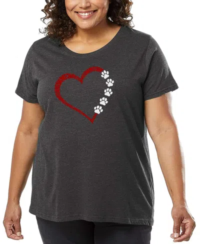 LA POP ART PLUS SIZE MEOW HEART WORD ART T-SHIRT