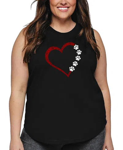 LA POP ART PLUS SIZE MEOW HEART WORD ART TANK TOP