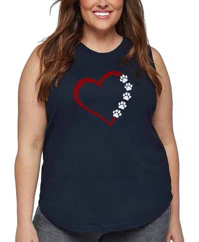 LA POP ART PLUS SIZE MEOW HEART WORD ART TANK TOP