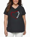 La Pop Art Plus Size Meow Heart Word Art V-neck T-shirt In Gray