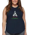 La Pop Art Plus Size Meowy Christmas Tree Word Art Tank Top In Blue