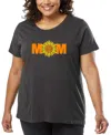 La Pop Art Plus Size Mom Sunflower Word Art T-shirt In Gray