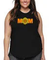 La Pop Art Plus Size Mom Sunflower Word Art Tank Top In Black