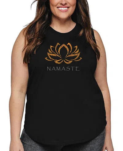La Pop Art Plus Size Namaste Word Art Tank Top In Black