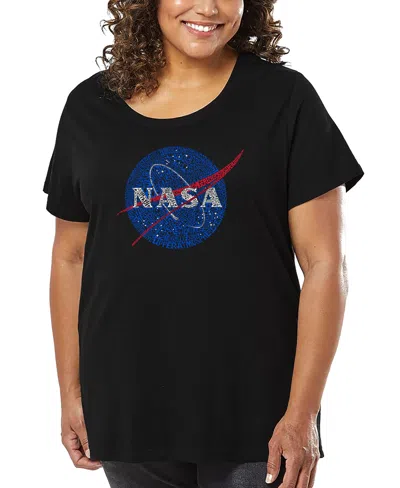 La Pop Art Plus Size Nasa's Most Notable Missions Word Art T-shirt In Black