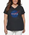 La Pop Art Plus Size Nasa's Most Notable Missions Word Art V-neck T-shirt In Gray