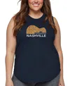 La Pop Art Plus Size Nashville Guitar Word Art Tank Top In Blue