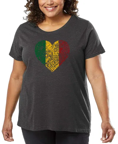 La Pop Art Plus Size One Love Heart Word Art T-shirt In Gray