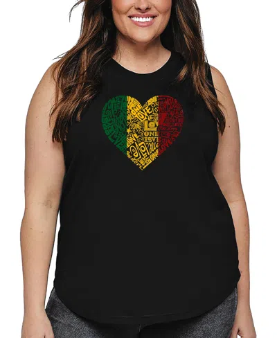 LA POP ART PLUS SIZE ONE LOVE HEART WORD ART TANK TOP