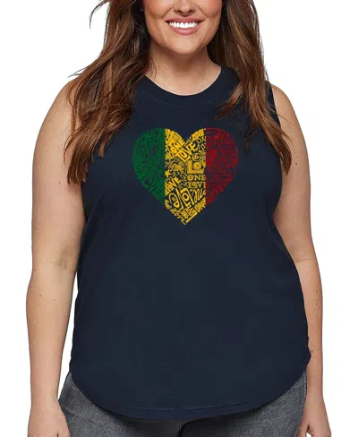 LA POP ART PLUS SIZE ONE LOVE HEART WORD ART TANK TOP