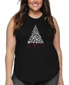 La Pop Art Plus Size Paw Christmas Tree Art Tank Top In Black