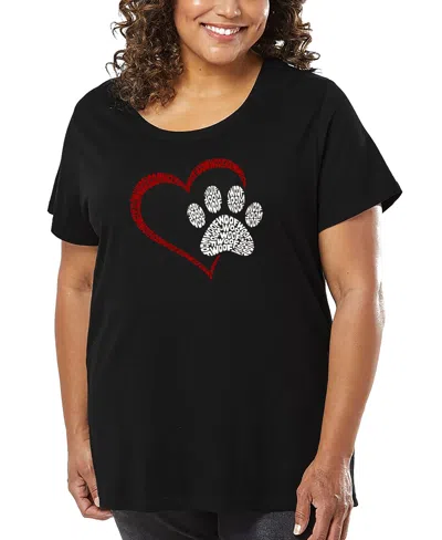 LA POP ART PLUS SIZE PAW HEART WORD ART T-SHIRT