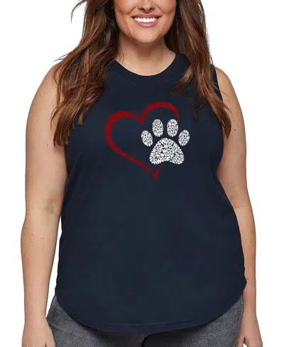 LA POP ART PLUS SIZE PAW HEART WORD ART TANK TOP