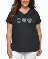 La Pop Art Plus Size Crazy Little Thing Called Love Word Art V-neck T-shirt In Gray