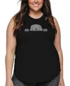 La Pop Art Plus Size Have Yourself A Merry Little Christmas Word Art Tank Top In Black