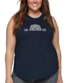 La Pop Art Plus Size Peeking Dog Word Art Tank Top In Blue