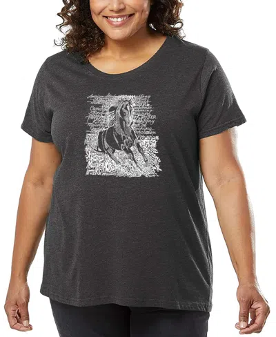 La Pop Art Plus Size Popular Horse Breeds Word Art T-shirt In Gray