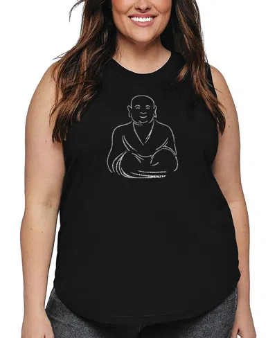 La Pop Art Plus Size Positive Wishes Word Art Tank Top In Black