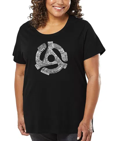 La Pop Art Plus Size Record Adapter Word Art T-shirt In Black