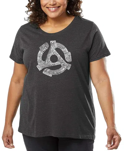 La Pop Art Plus Size Record Adapter Word Art T-shirt In Gray